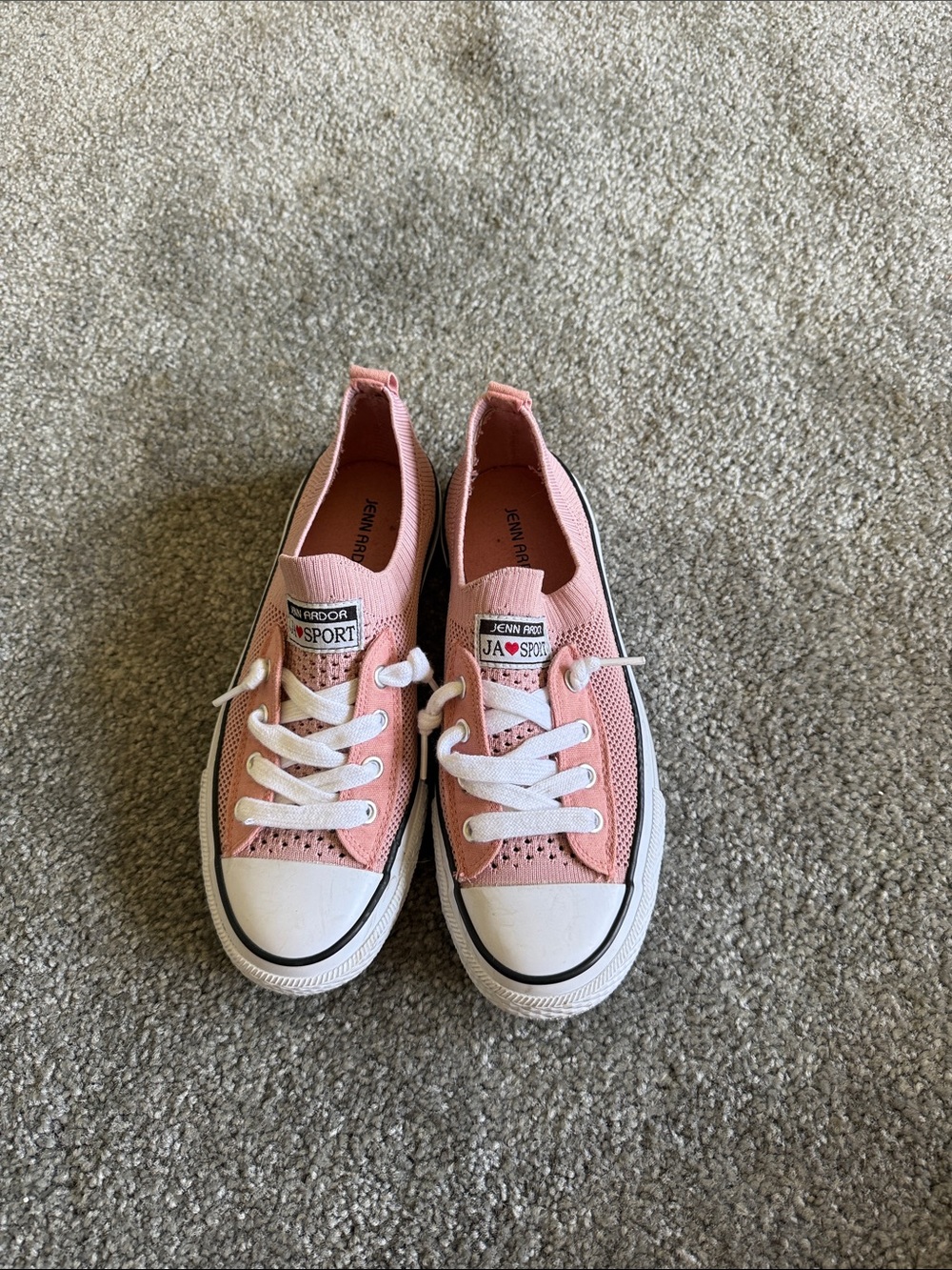 Jenn Ardor Pink Low-Top Lace-Up Sneakers with White Trim